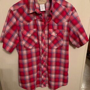 Plaid Wrangler Button Down Pearl Buttons EXCELLENT shape!!